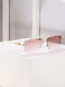 New Retro Square Style Frameless Sunglasses Men Rimless Diamond Cut Wavy Edge Trendy Sun Shades Glasses Fashion Glasses for Women Fashionable Sunglasses Metal Rimless Sunglasses Summer Trendy Sunglasses