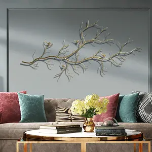 Homary Luxury-Inspired Gold-Tone Animal-Shaped Artistic Metal Branch & Birds Hanging Wall Decor for Living Room Home Supplies, Animal-Shaped Hanging Decor