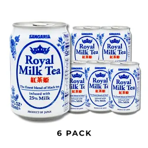 Sangaria Royal Milk Tea, 6-Pack Ready-to-Drink Japanese Style Premium Black Tea - Creamy 25% Milk Blend, Smooth & Aromatic, 8.96 oz Each, Dairy