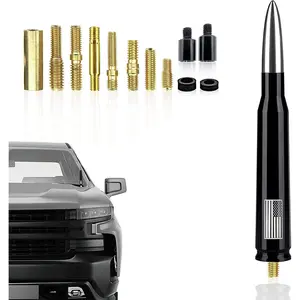 1 PC Car Truck Bullet Antenna, Automobile Antenna Mast, Suitable for GM Chevy Silverado 1500 3500 HD Avalanche GMC Sierra 1500 3500 Denali Heavy Duty Pickup Trucks Accessories (Silver)