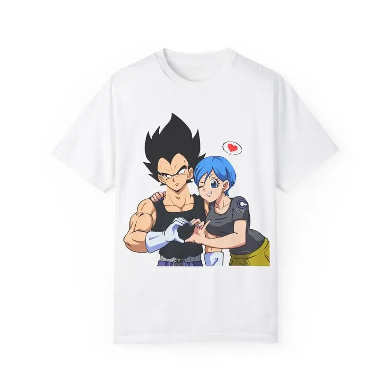 [Sale up to 45%] Vegeta And Bulma Couple Tee Dragon Balll Love Graphic Shirt Anime Romance Top Cute Fan Gift Unisex Streetwear Otaku Style