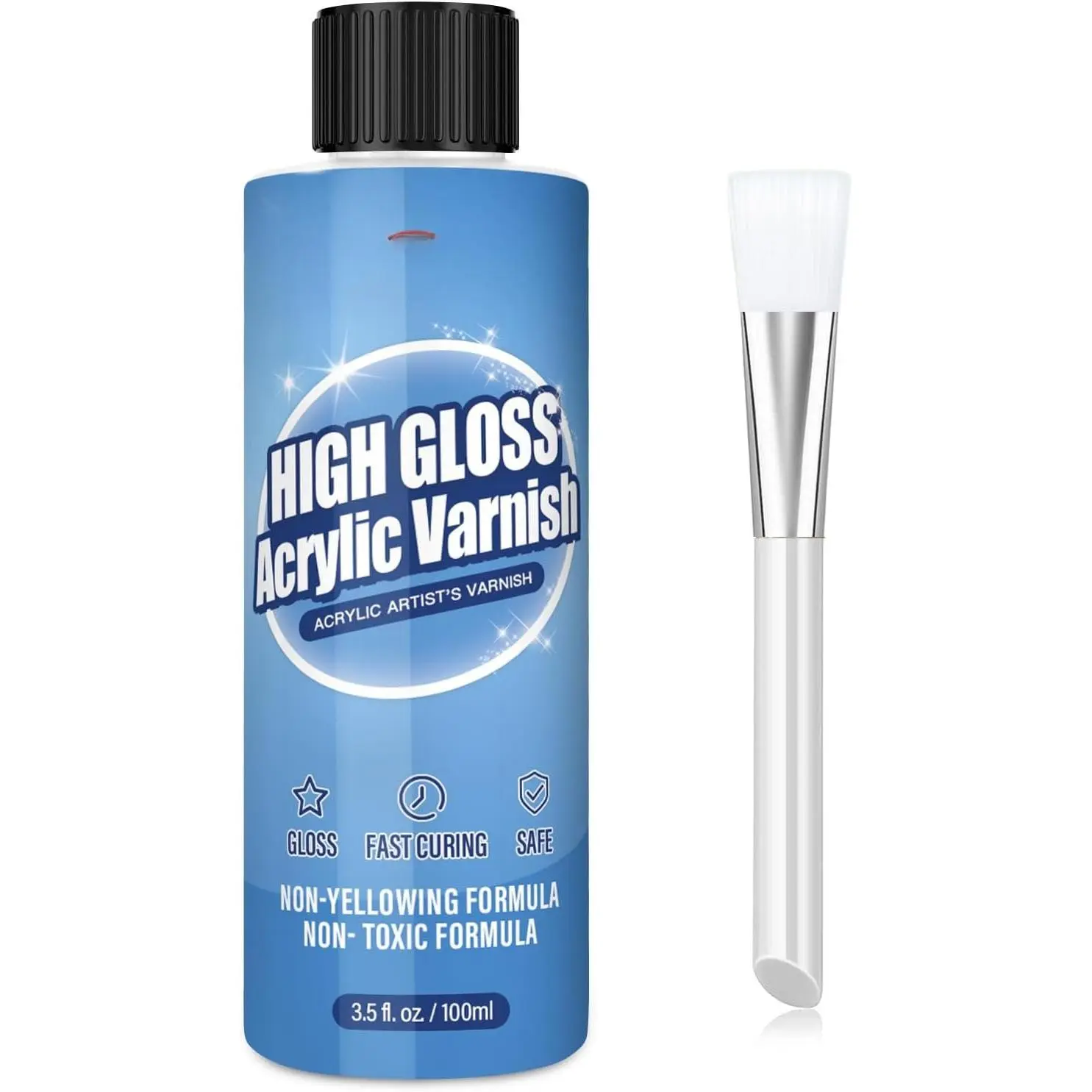 Gloss Varnish for  Painting, Artist's  Varnish, Non-Yellowing, , Anti-Crazing, High Gloss Finish, for Artwork, Acrylics , Suitable for Pro Artists, Hobby Painter