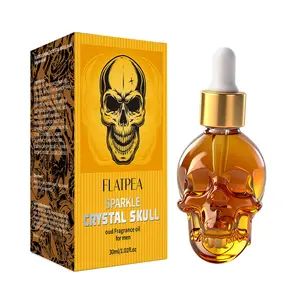 Tea Color Skull Scented Oil 30ML, Blue Skull Cologne, Portable Perfume, Unisex Long-Lasting Body Fragrance, Essential for Dates