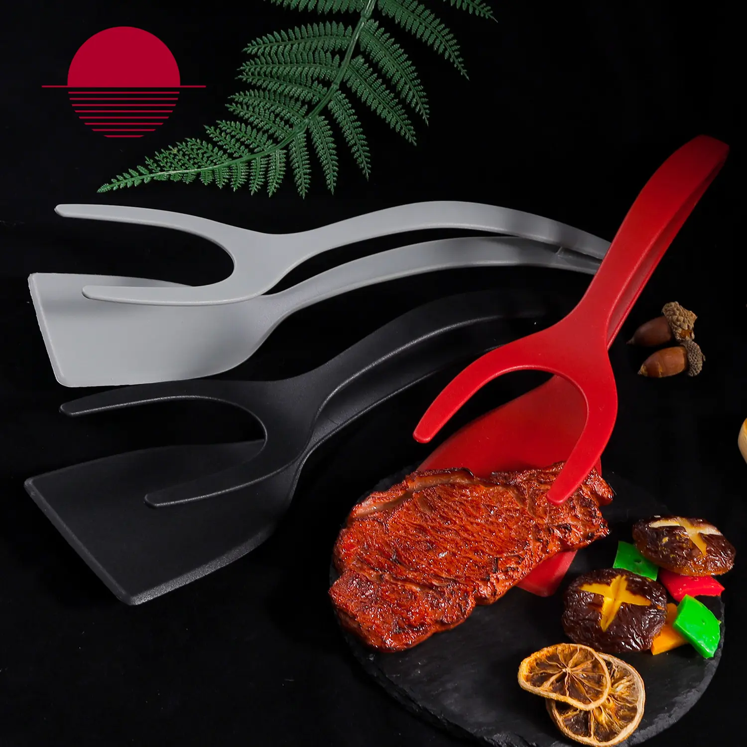 Red Silicone Cooking Spoon Clip - Kitchen Utensil, Multi-Functional Tool for Pancake, Fried Egg Prep