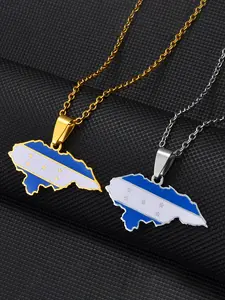 1pc Honduras Map Flag Pendant Necklaces for Women Stainless Steel Jewelry Honduran High End Necklace