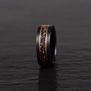 Smooth Rex - Dinosaur Bone and Meteorite Tungsten Men's Wedding Band 8MM