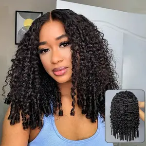 [Flash Sale] 20"(18"Same Price) Burmese Curly Wear Go Glueless 13x4 Lace Front Wigs Spiral Curl 180% Density Pull Go Wig Adjustable Cap Easy for Beginners Full Volume & Natural Edges Boho Human Drawstring Wig Natural Color SpringStatements