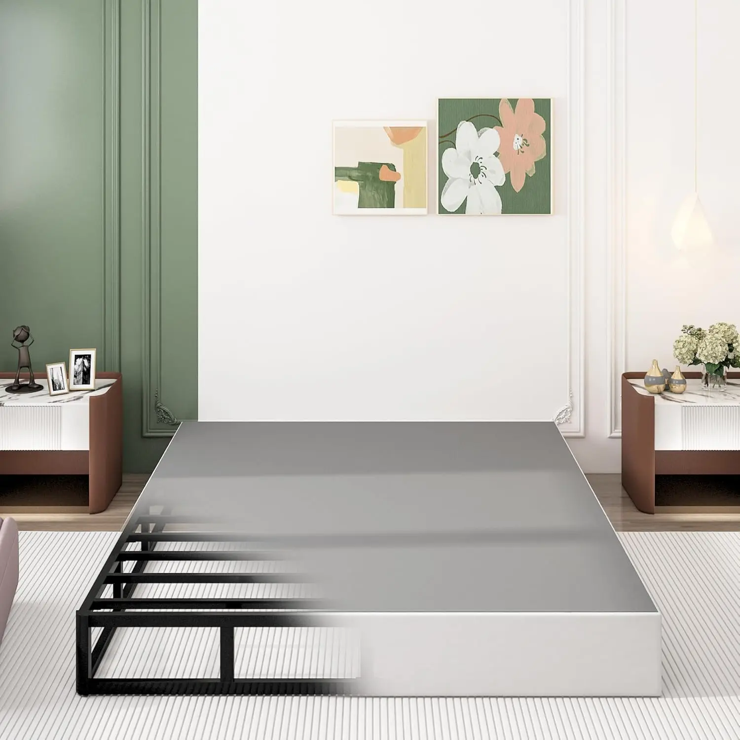 9 Inch Box Spring for Queen Bed, Heavy Duty Metal Mattress Foundation, 3000 lbs Capacity, High Profile, Noise-Free, Easy Assembly with Fabric Cover