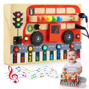 TOY Life Toddler Montessori Busy Board, Wooden Sensory Board Toys with LED Light Up Switchs, Baby Busy Fidget Boards Travel Toys, Easter Birthday Gifts for 1+ Year Old Kids Girls Boys