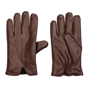 Isotoner Men's Stretch Leather Gloves - Dark Brown M
