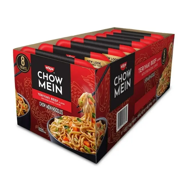 Nissin Chow Mein Club Pack, Instant Stir Fry Noodles, Assorted Asian Flavors, 4 oz Cups, 8 Pack