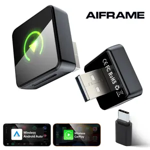 2026 Wireless CarPlay Adapter for iPhone Apple & Android Fast Connection Zero Latency Hands-Free Calling & Charging Compact Orange Design