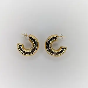 Jeniffer Gold Textured Hoop Earrings (Aretes)