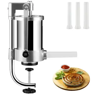 【Summervibes】VEVOR Sausage Stuffer, 2.5LBS/1.5L Capacity, 304 Stainless Steel Vertical Sausage Stuffer, Sausage Filling Machine with 3 Stuffing Tubes, Suction Base and Manual Crank for Household or Commercial Use Kitchen Meat