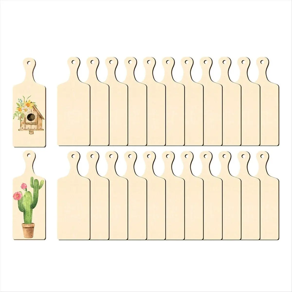 24 Pcs Wooden Mini Cutting Board with Handle Unfinished Craft Mini Charcuterie Boards Paddle Blank Small Chopping Board
