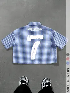 Men's Regular Vintage Short Sleeve Shirt, Casual Retro Gingham Shirt for Daily Wear, Fashion Men's Top for Summer
