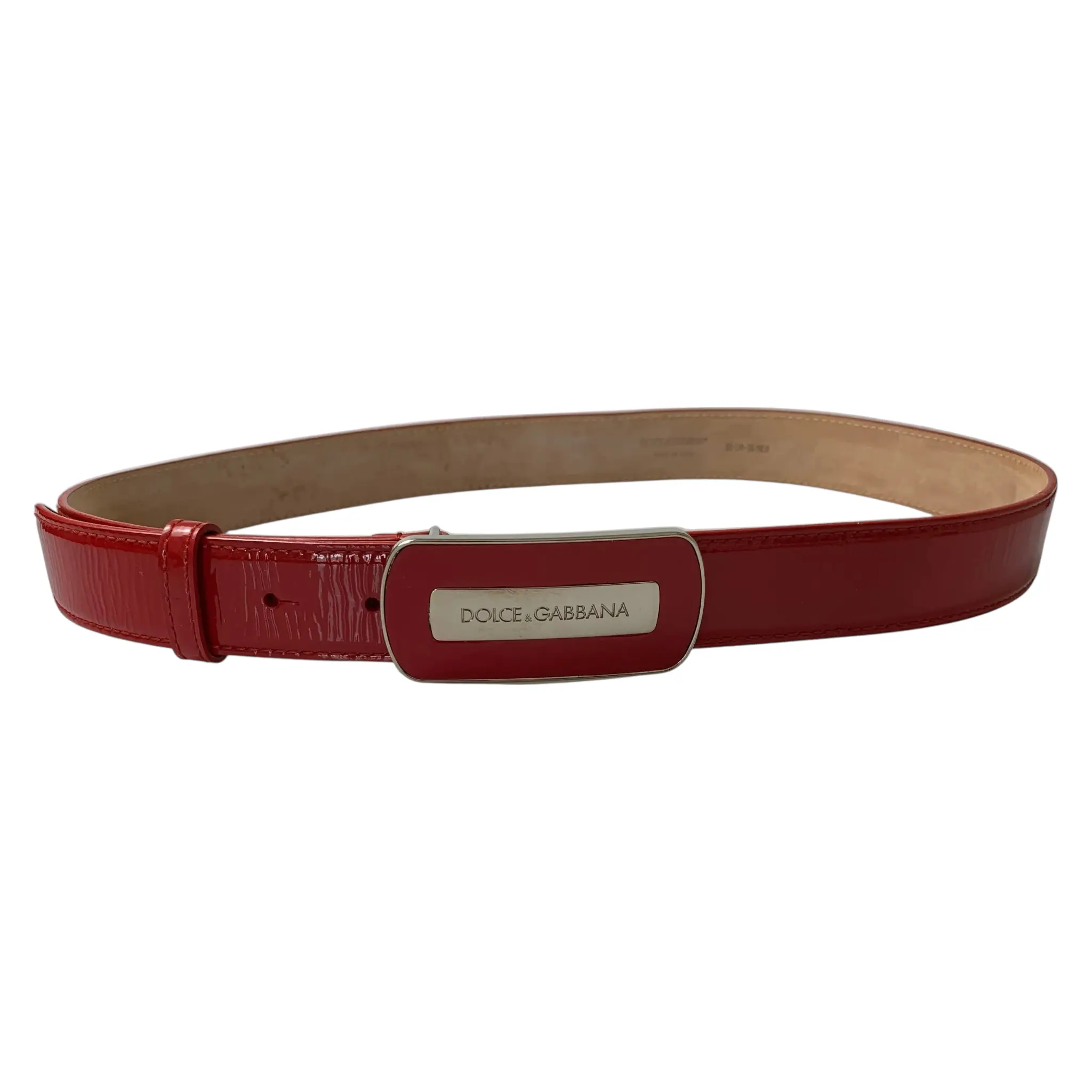 Pre-owned Dolce & Gabbana red patent leather belt authentic with COA 90cm 36 inch