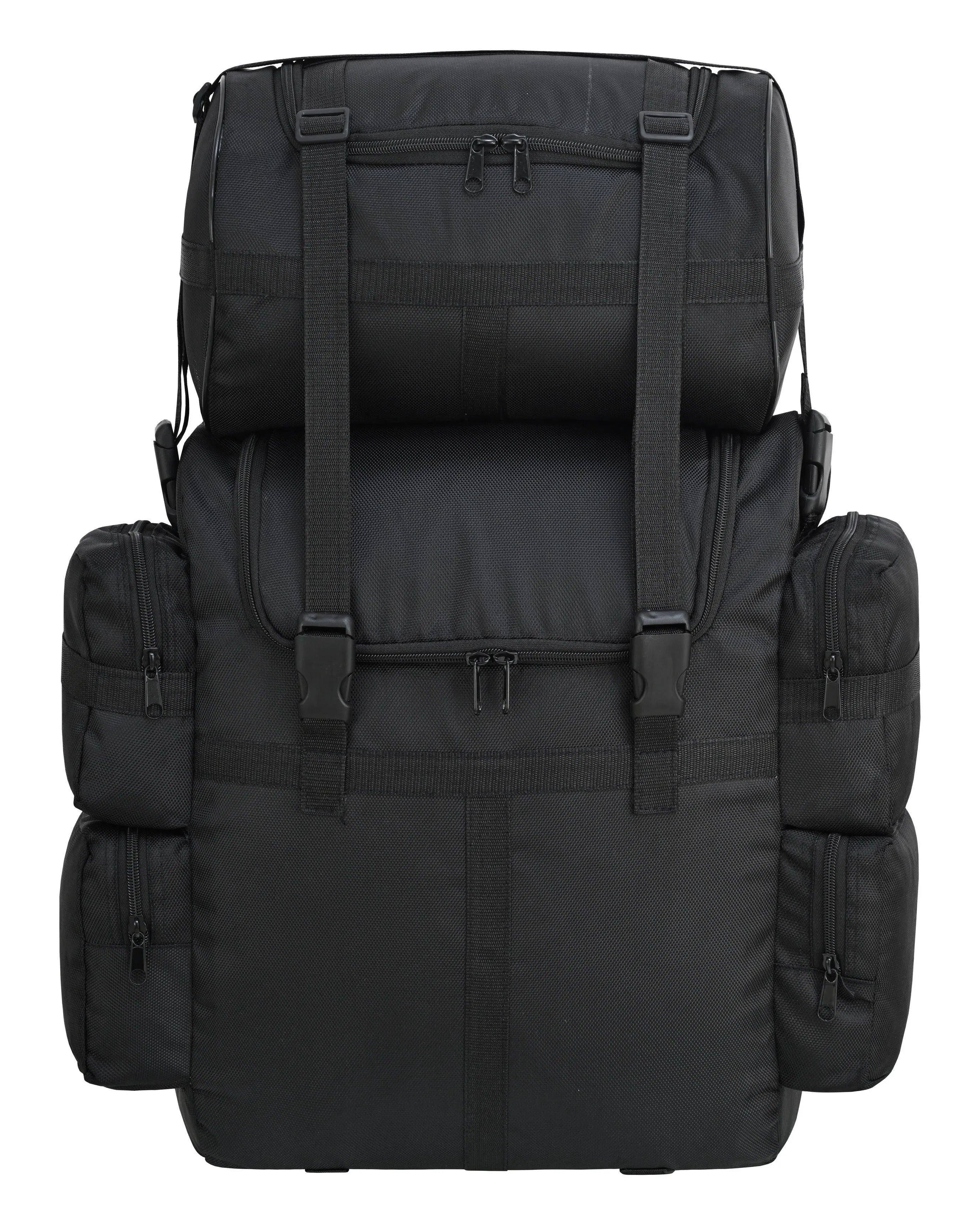 Vance Black Textile Medium Motorcycle Sissy Bar Bag with Rain Cover