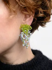 Elegant Sweet Glass Bead Fringe Flower Dangle Earrings, Perfect for Daily Wear, Festive Parties, Vacations, Ideal Gift