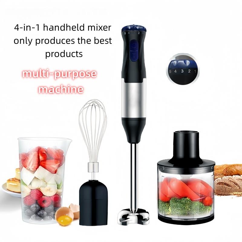 700W Immersion Blender Handheld Four in One Blender Rod, Used for Crushing Ice Sand, Baby Food, Soup, Manual Blender Turbocharged Stainless Steel Blades, Comes with Whiskey, Chopper, and Beaker