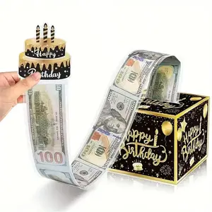 Money Roll Gift Box, Money Roll Birthday Gift Box with Cake Card, Creative Birthday Gift for Friend & Family, Funny Birthday Gifts