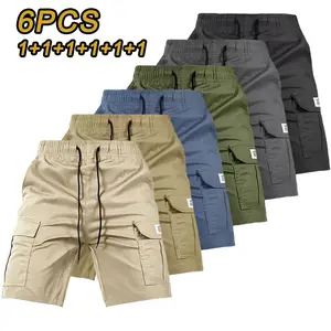 6-Pack Men’s Quick-Dry Cargo Shorts, Lightweight Multi-Pocket Casual Shorts with Elastic Drawstring Waist, Loose Fit Durable Work Shorts for Outdoor Hiking, Daily Commute, Travel & Streetwear Fashion, Streetwear Outfits, Multi-Pockets