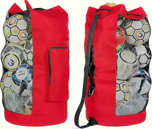 Heavy Duty XL Soccer Mesh Equipment Ball Bag w/Adjustable Shoulder Strap Design for Coach. with an Over-Sized Front Pocket for Sporting Accessories. Best for All Outdoor & Water Gears