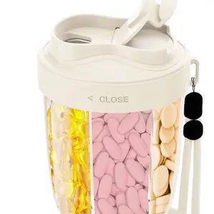 Pill Organizer with 7 Large Compartment - Portable Vitamin & Supplement Storage Box with Lid & Carry Handle & 20 Sticky Labels for Travel & Home & Office. Home Storage Hack, Compact Pill Box, Medicine Organizer, Christmas / Festive Gifts