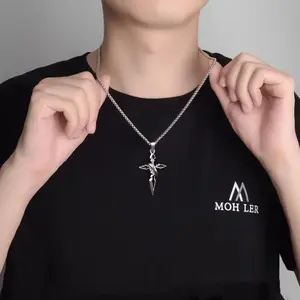 Premium cross arrow pendant with rotating ring | stylish mens chain stainless steel pendant set