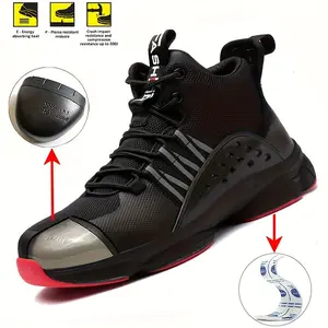 [Comfy Non-Slip Safety Shoes] AMAWEI High-Top Steel Toe Work Boots - Comfy, Non-Slip, Durable Safety Shoes for All Seasons, Lace-Up with EVA Insole, PLUS SIZE, Trendy, Classic