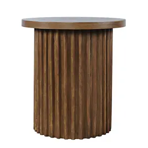 Auden 24" Round Mid-Century Modern Fluted Pedestal Base End Table