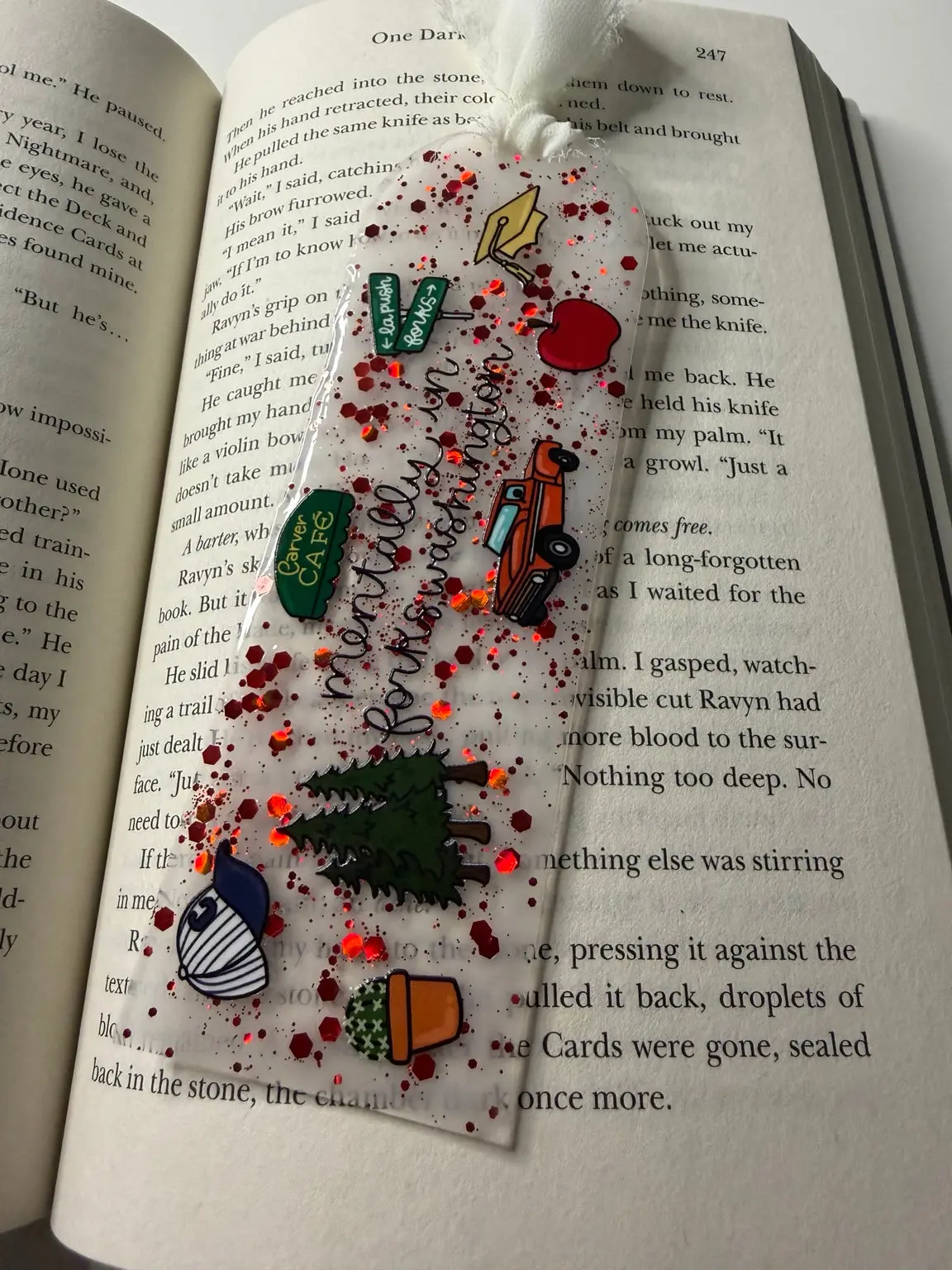 Mentally in Forks, WA Glitter Resin Bookmark