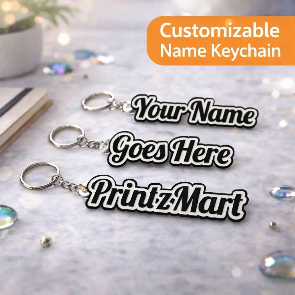 PrintzMart Custom Name Keychain – Personalized Acrylic Styled Keychain with Any Name or Phrase • Cute Gift for Friends, Couples & Backpacks • Made in USA