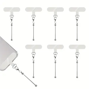 6/12 PCS Creative Mobile Phone Chain Mini Lobster Clasp Blank Bead Sticks Keychain, Transparent Partition and Beaded Mini Keychain, Handmade Bead Decorative DIY Jewelry Making, Craft Supplies, Handmade Accessories, Decorative Beads, Beaded Design, Lightwe