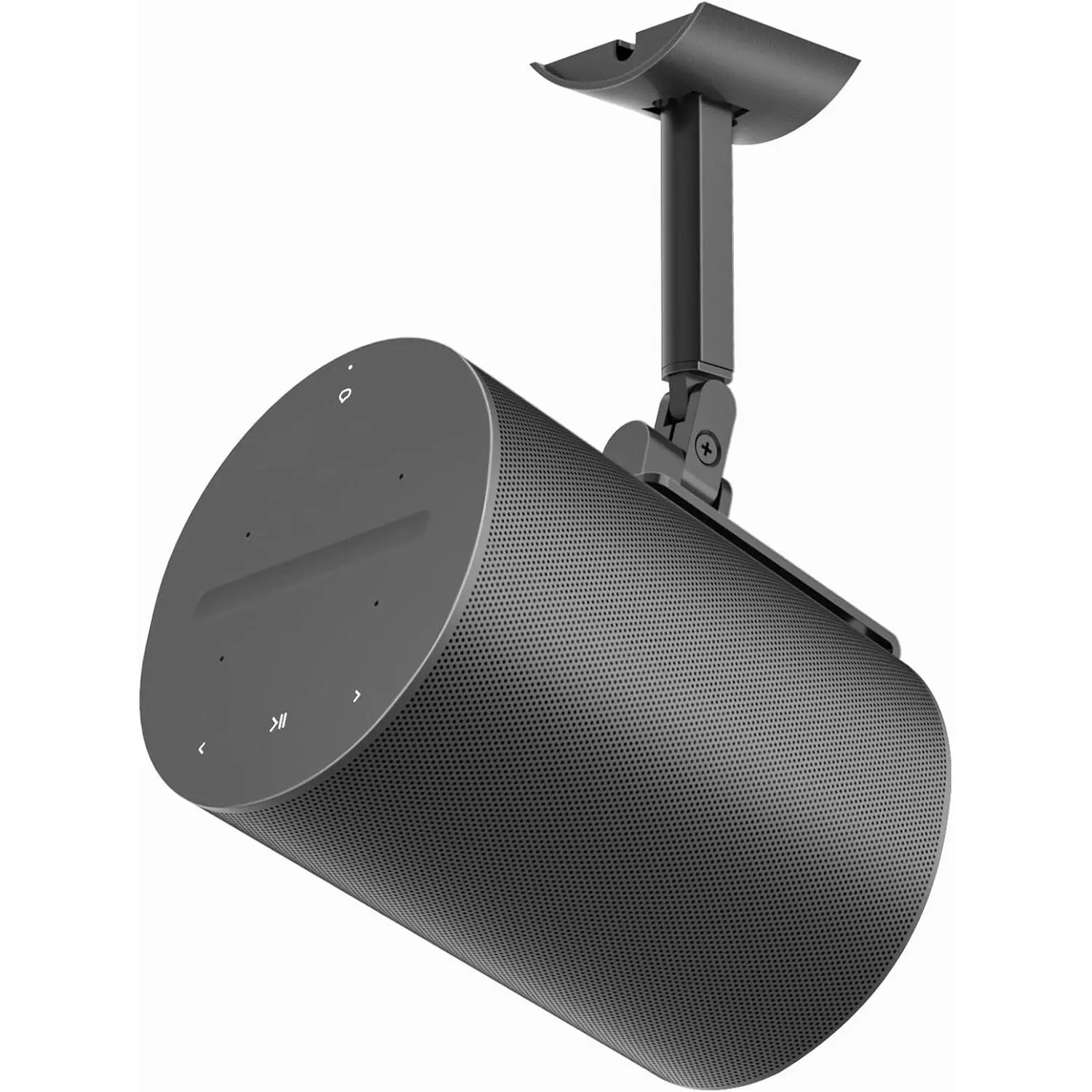 Heavy-Duty Black High Carbon Steel Metal Wall Bracket for Sonos Era 100 Audio Accessories, Tilt & Swivel Adjustable, Space-Saving Single Installation Solution with Engineered Wood Components (Ceiling-Mount Compatible)