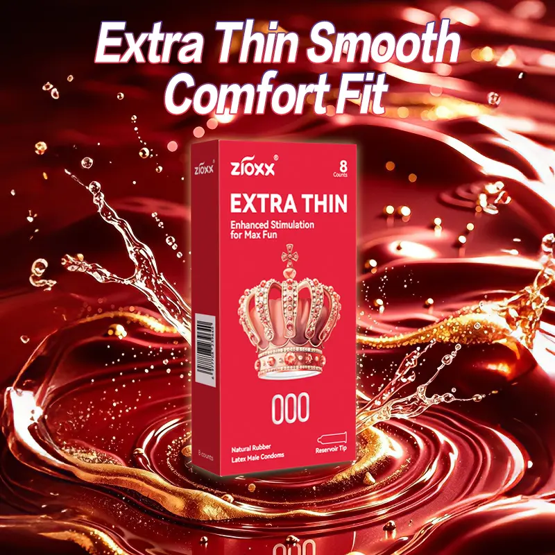 【ZIOXX 000 】 Condoms 8ct – Hyaluronic Acid Lube, Silicone-Free, Long-Lasting Hydration, Smooth Bare-Skin Feel Healthcare