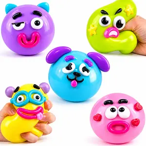 Funny Face Squishy Toys Set, 5 Pack Slow Rise Stress Relief Balls, Soft Squeeze Fidget Toys for Anxiety Relief, Cute Sensory Toys for Kids Adults