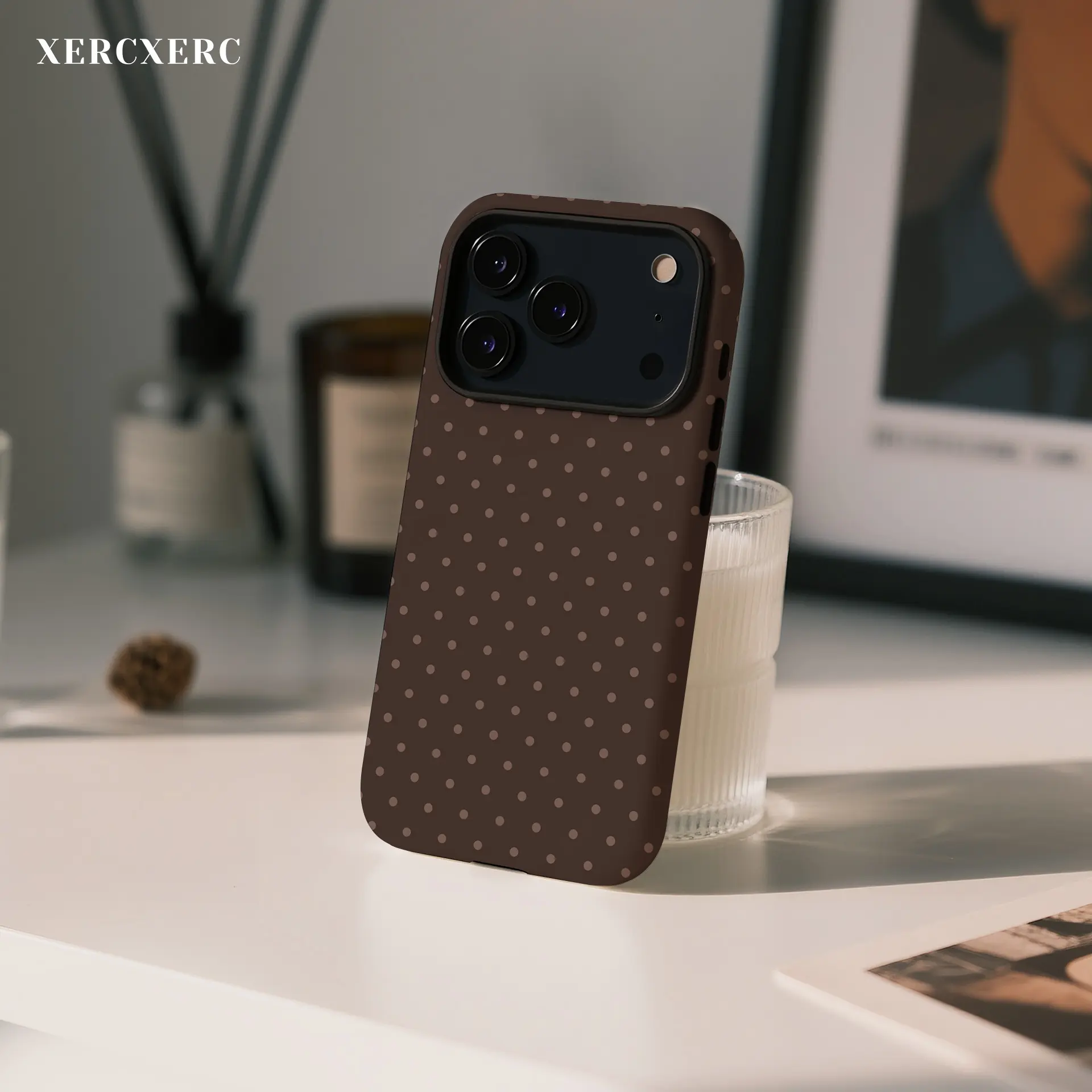 Brown Polka Dot Pattern 2 - in - 1 Phone Case, PC Hard Shell + TPU Soft Liner, Magnetic Matte/Glossy , Matching Phone Case for Daily Use & Gift, funda para phone cover phone cases for iphone 11 12 13 14 15 16 16e 17 Pro ProMax Air,Galaxy S26 S25 A56 A5x