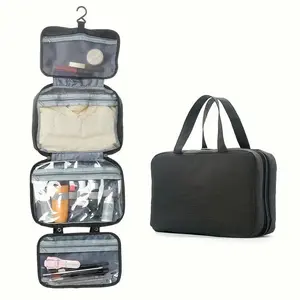 Waterproof Foldable Toiletry Bag, 1-Count Multifunctional Travel Cosmetic Organizer, Travel Cosmetic Bags, Large-Capacity Portable Hanging Toiletry Bag for Business Trips, Vacations, Gym and Camping, Multifunctional Toiletry Bag