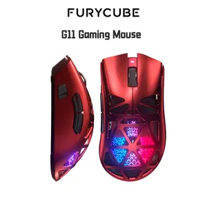 FURYCUBE G11 Skeleton Wireless Gaming Mouse - RGB Glow, Long Battery Life, Customizable Buttons, High-Precision Sensor for Laptop/Desktop PC Gaming Accessories