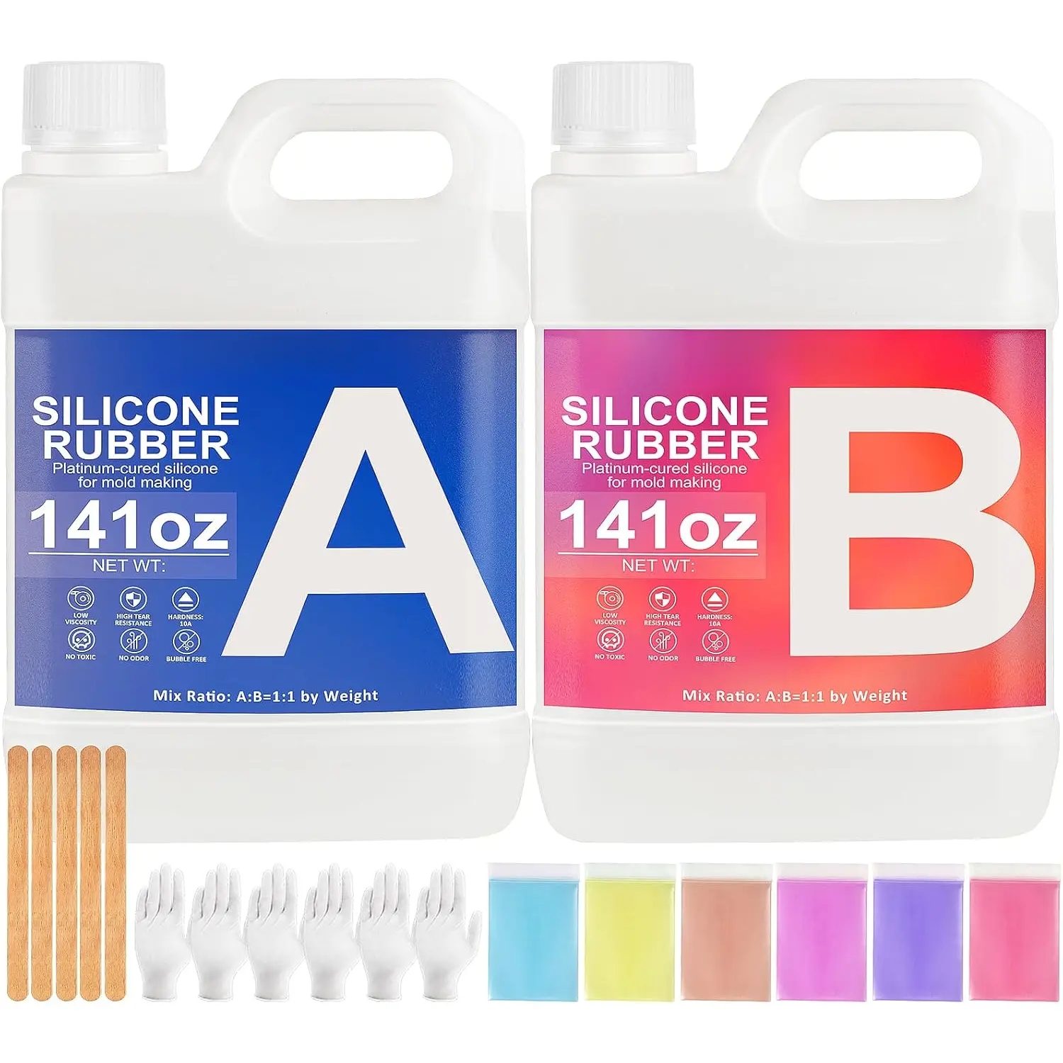 Mold Making Kit, 282oz 10A Elastic Liquid Silica Gel for Casting  molds and Candle & Soap Mold,Fast Cure Translucent   Rubber