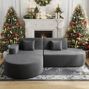 Modern L-Shaped Sectional Sofa with Chaise Lounge, Deep Seat Corner Couch for Living Room & Bedroom, Boneless Cushion Design, Gray/Black/Beige/Green