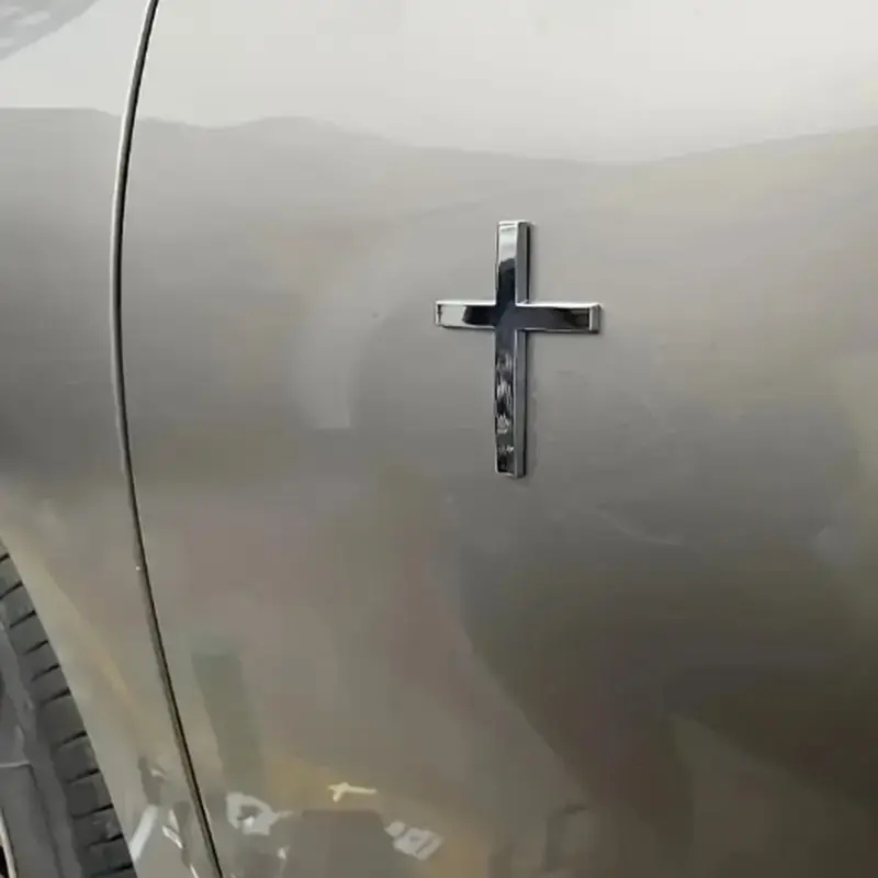 Chrome Metal Christian Cross Sticker Decal, Automotive Decals, Car Decals, Car Stickers, Decal For Cars, Fits All Vehicle Types, No Ca Prop 65 Warning