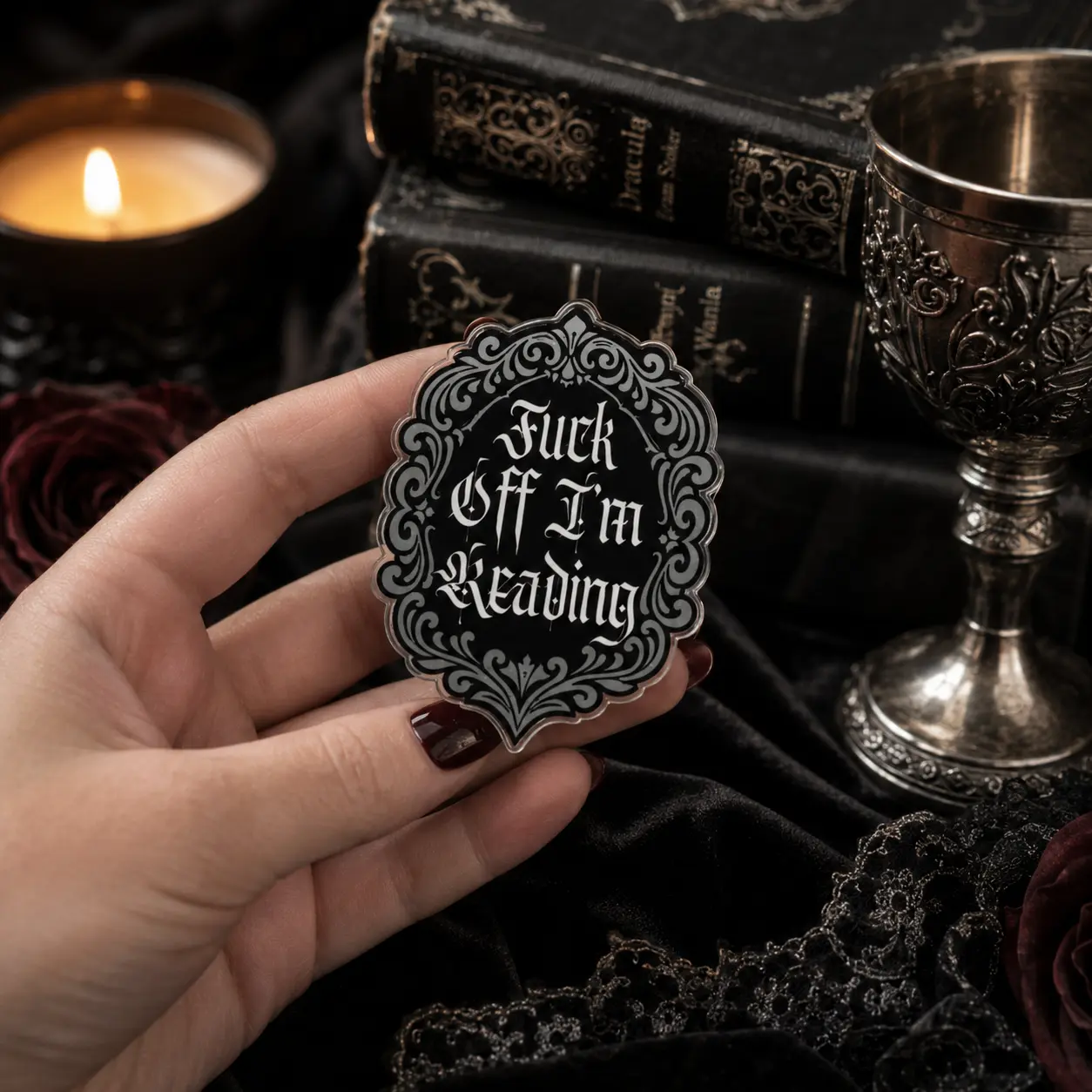 Eff Off I’m Reading Grip, Kindle Grip, Gothic Girl Theme Grip, Dark Romance Stand, Magnetic Bookish Pop Socket, Gothic Gift