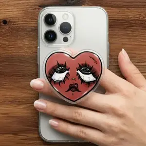 Grieving Heart MagSafe Grip — Kawaii Horror Magnetic Phone Stand, Spooky Bat Gothic Gift for iPhone, Dark Aesthetic Accessory