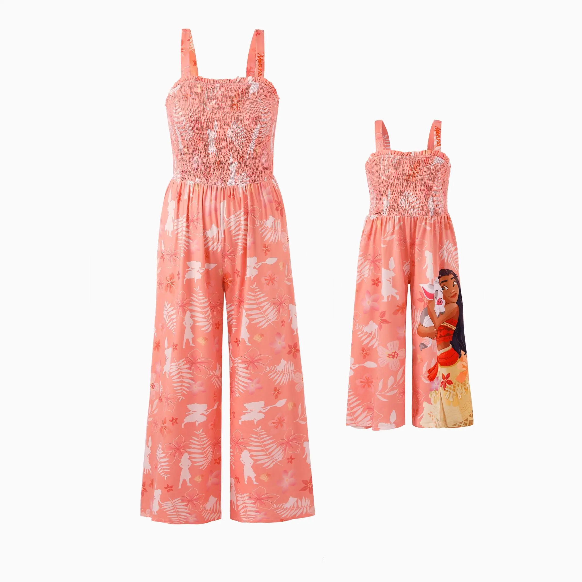【New Moana Clothing 】Patpat Disney  Moana Mommy and Me Matching Jumpsuit Smocked Sling Wide Leg Pants Mother Daughter Matching Summer Outfits