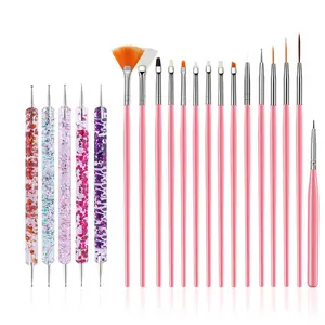 Mother's Day Gift 20 Pcs Nail Art Design Tools, 15 Pcs Nail Art Painting Brushes with 5 Pcs Double-end Nail Dotting Tools