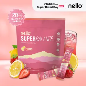 Nello Superbalance Hormonal Support Drink Mix, 20 Travel Packets, SRI-81 Shatavari, Myo-Inositol, Rhodiola Rosea, Vitamin C, Magnesium, Theobromine, Vitamin B6/C