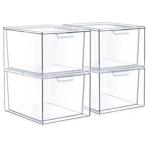 Sorbus 4 Pack Clear Stackable Acrylic Drawer Maeup Organizers