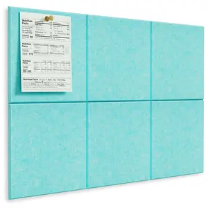 MaxGear Large Cork Board for Wall 36" x 24", Aqua Blue Bulletin Board, 6 Pack Felt Wall Tiles with Pushpins, Cork Boards for Office Push Pin Board Tack Board Felt Board